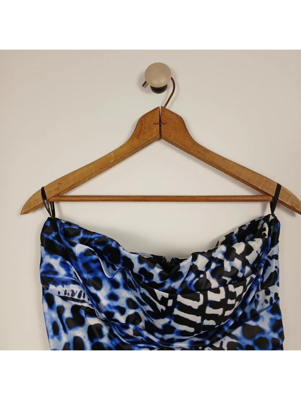 Snap Strapless Tube Dress Women Medium Blue Animal Print Mini Dress - Picture 2 of 9